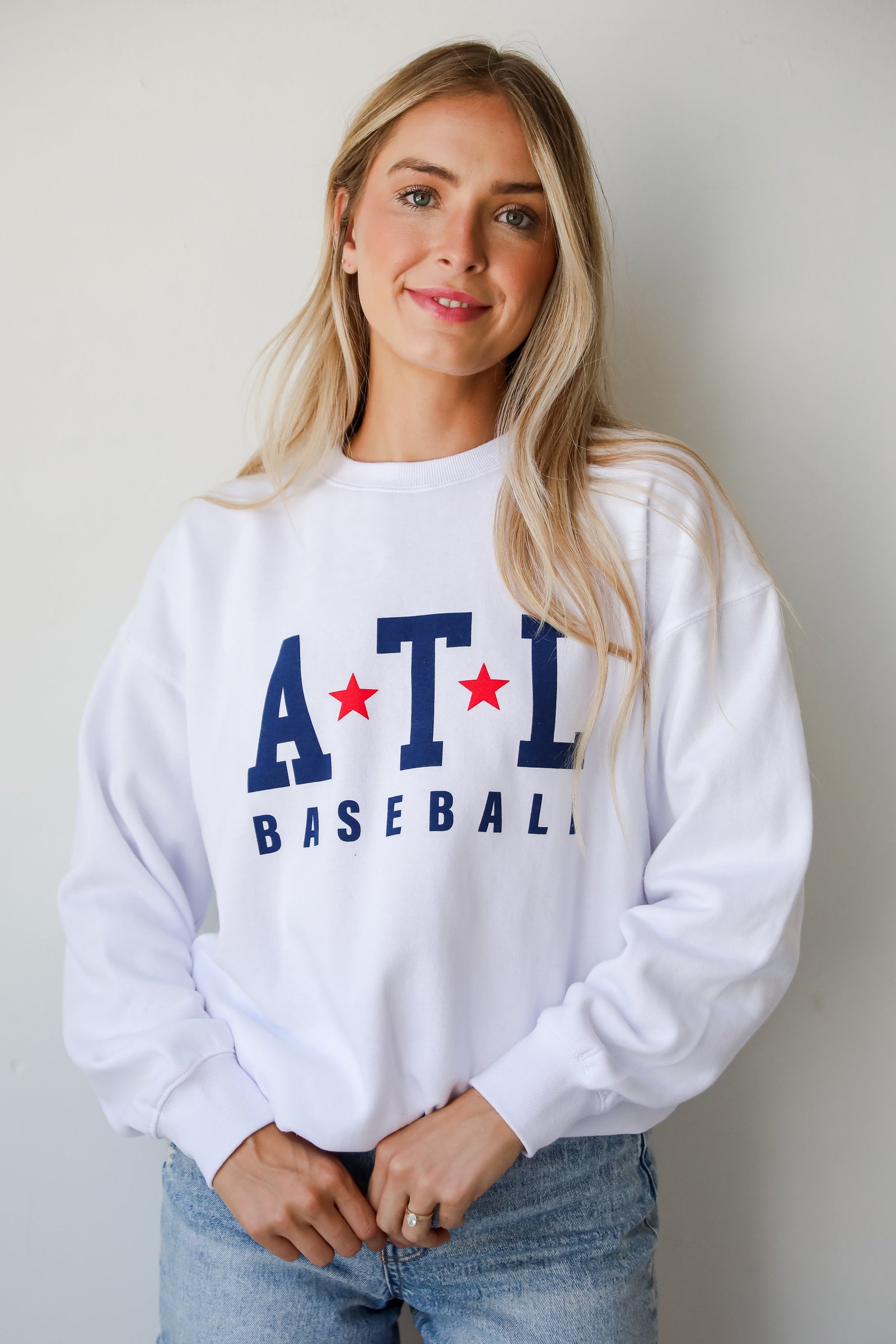 White ATL Baseball Star Sweatshirt AL7